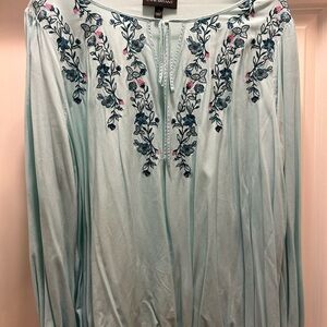 Lane Bryant Mint Greenish Blue Embroidered Top